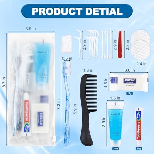 Imagen de Kit de aseo básico, empaquetado individualmente, kit de higiene personal a granel, suministros de cuidado para personas sin hogar, kit de aseo de tamaño de viaje para hombres y mujeres, bolsa