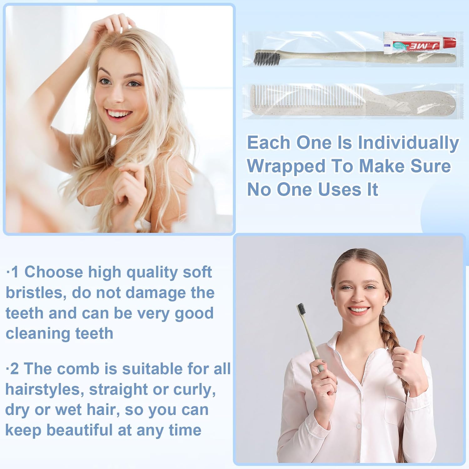 Imagen de Kit de higiene personal a granel para mujeres y hombres, suministros para personas sin hogar para viajes, hotel de caridad, hogar, camping, viajes (7 pulgadas, 40 unidades)