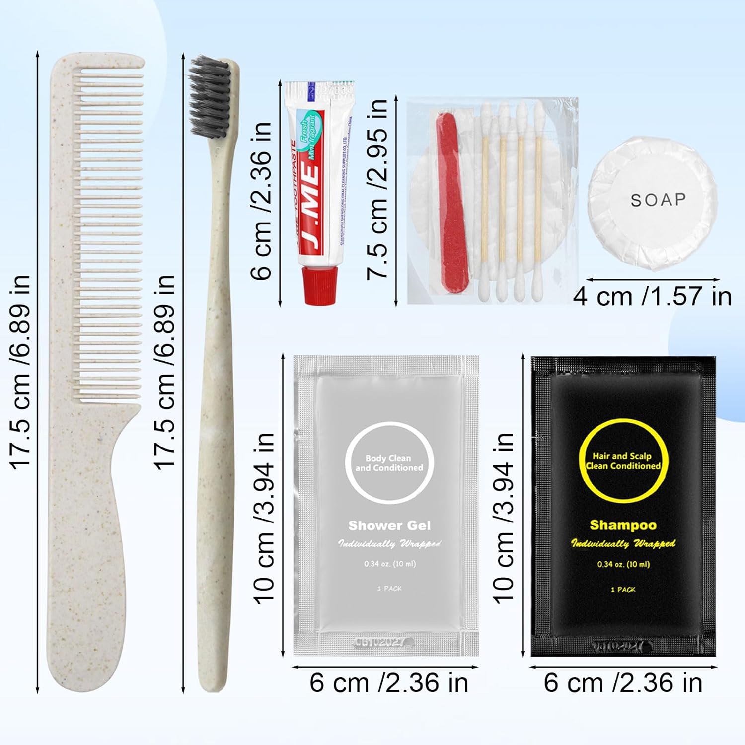 Imagen de Kit de higiene personal a granel para mujeres y hombres, suministros para personas sin hogar para viajes, hotel de caridad, hogar, camping, viajes (7 pulgadas, 40 unidades)