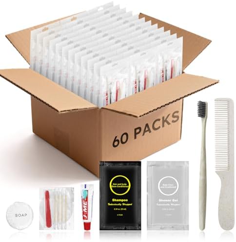 Imagen de Kit de higiene personal a granel para mujeres y hombres, suministros para personas sin hogar para viajes, hotel de caridad, hogar, camping, viajes (7 pulgadas, 40 unidades)