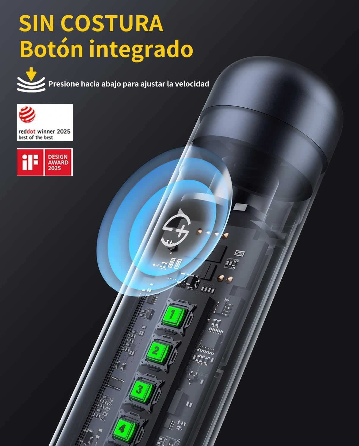 Imagen de Kit Herramienta Rotativa Inalámbrica Fanttik F2 Master Mini, Motor NeoPulse, 5 Velocidades, 25.000 RPM, 35 Accesorios Con Base Revostor, Grabador, Lijado 3D, Pulido, Perforación y DIY