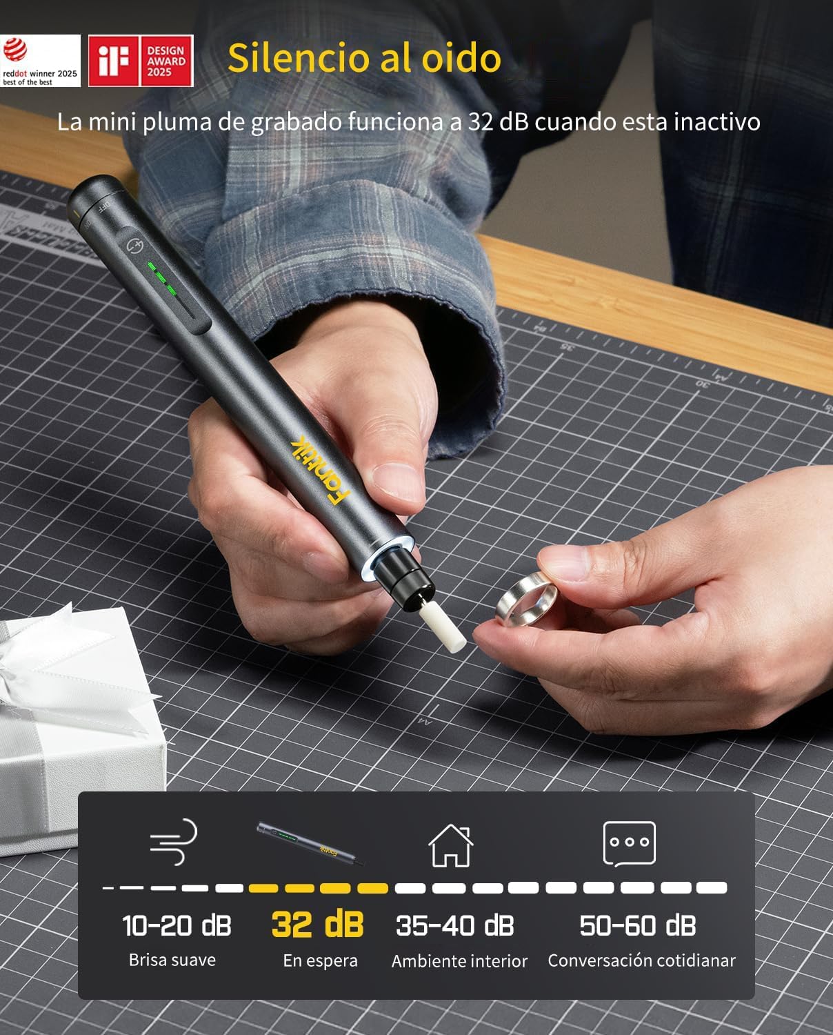 Imagen de Kit Herramienta Rotativa Inalámbrica Fanttik F2 Master Mini, Motor NeoPulse, 5 Velocidades, 25.000 RPM, 35 Accesorios Con Base Revostor, Grabador, Lijado 3D, Pulido, Perforación y DIY