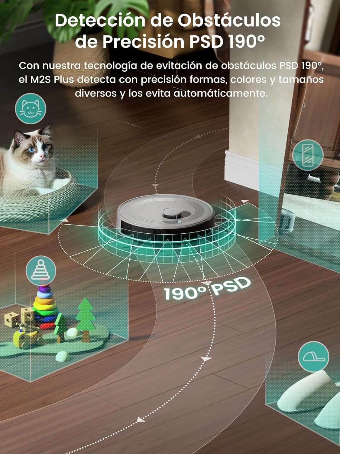Imagen de Lefant M2S Plus Robot Aspirador y Fregasuelos Lavador con Estación, 10000Pa, 240min, Navegación dToF, Aspirador Automático Polvo, Evasión de Obstáculos, Alexa/App/WiFi