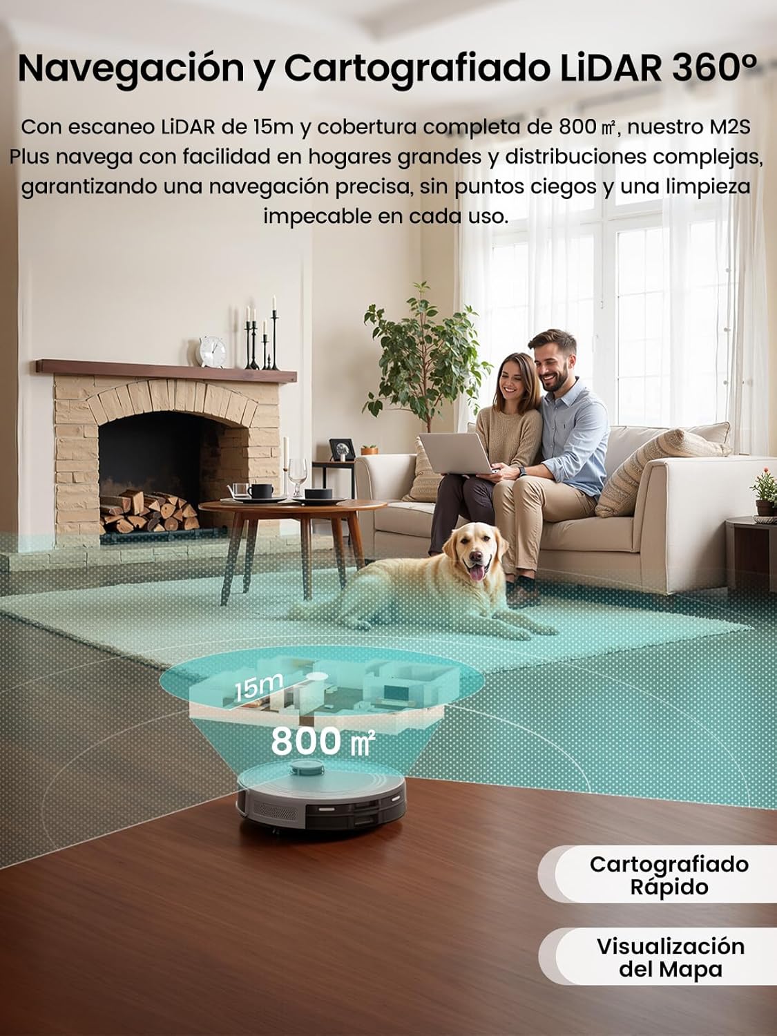 Imagen de Lefant M2S Plus Robot Aspirador y Fregasuelos Lavador con Estación, 10000Pa, 240min, Navegación dToF, Aspirador Automático Polvo, Evasión de Obstáculos, Alexa/App/WiFi