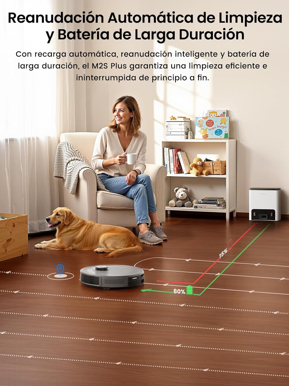 Imagen de Lefant M2S Plus Robot Aspirador y Fregasuelos Lavador con Estación, 10000Pa, 240min, Navegación dToF, Aspirador Automático Polvo, Evasión de Obstáculos, Alexa/App/WiFi