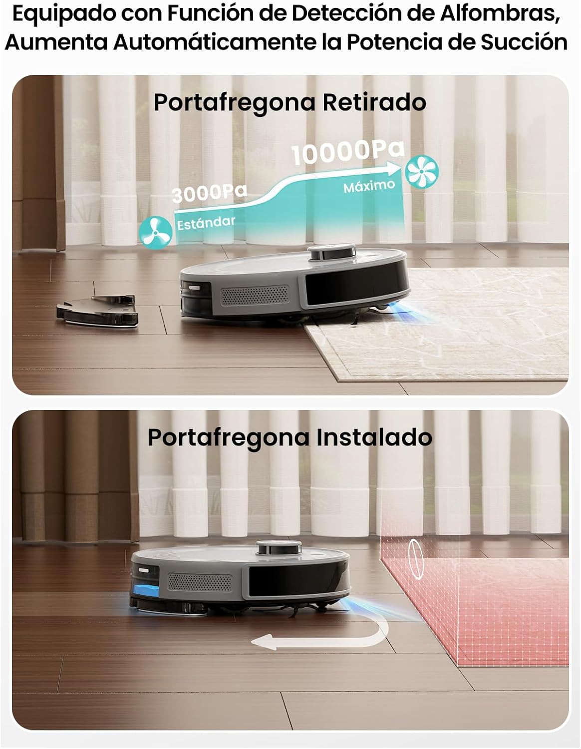 Imagen de Lefant M2S Plus Robot Aspirador y Fregasuelos Lavador con Estación, 10000Pa, 240min, Navegación dToF, Aspirador Automático Polvo, Evasión de Obstáculos, Alexa/App/WiFi