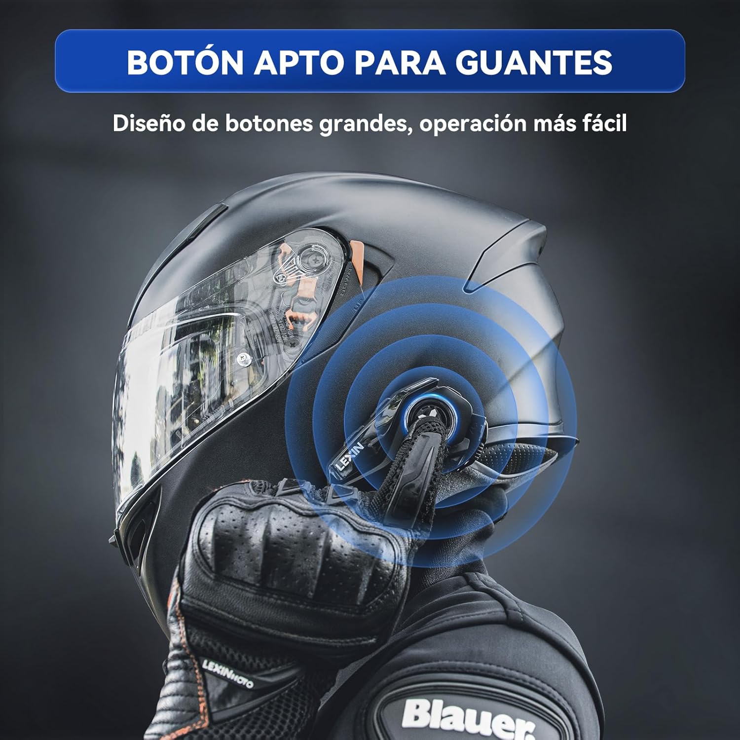 Imagen de LEXIN 2X G2P Intercomunicador Casco Moto Bluetooth con 4 Cubiertas Reemplazables, Sistema de Comunicación de 6 Vías para Motocicleta, Manos Libres para Motocicleta/ATV/Motonieve