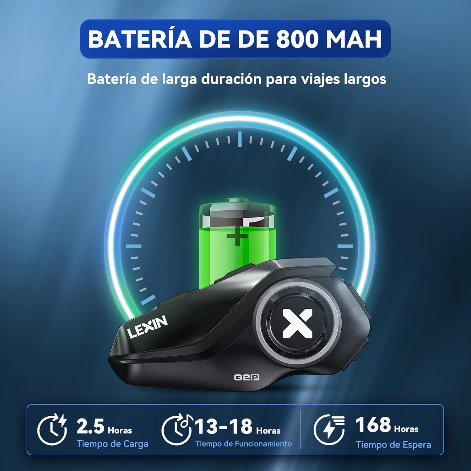 Imagen de LEXIN 2X G2P Intercomunicador Casco Moto Bluetooth con 4 Cubiertas Reemplazables, Sistema de Comunicación de 6 Vías para Motocicleta, Manos Libres para Motocicleta/ATV/Motonieve