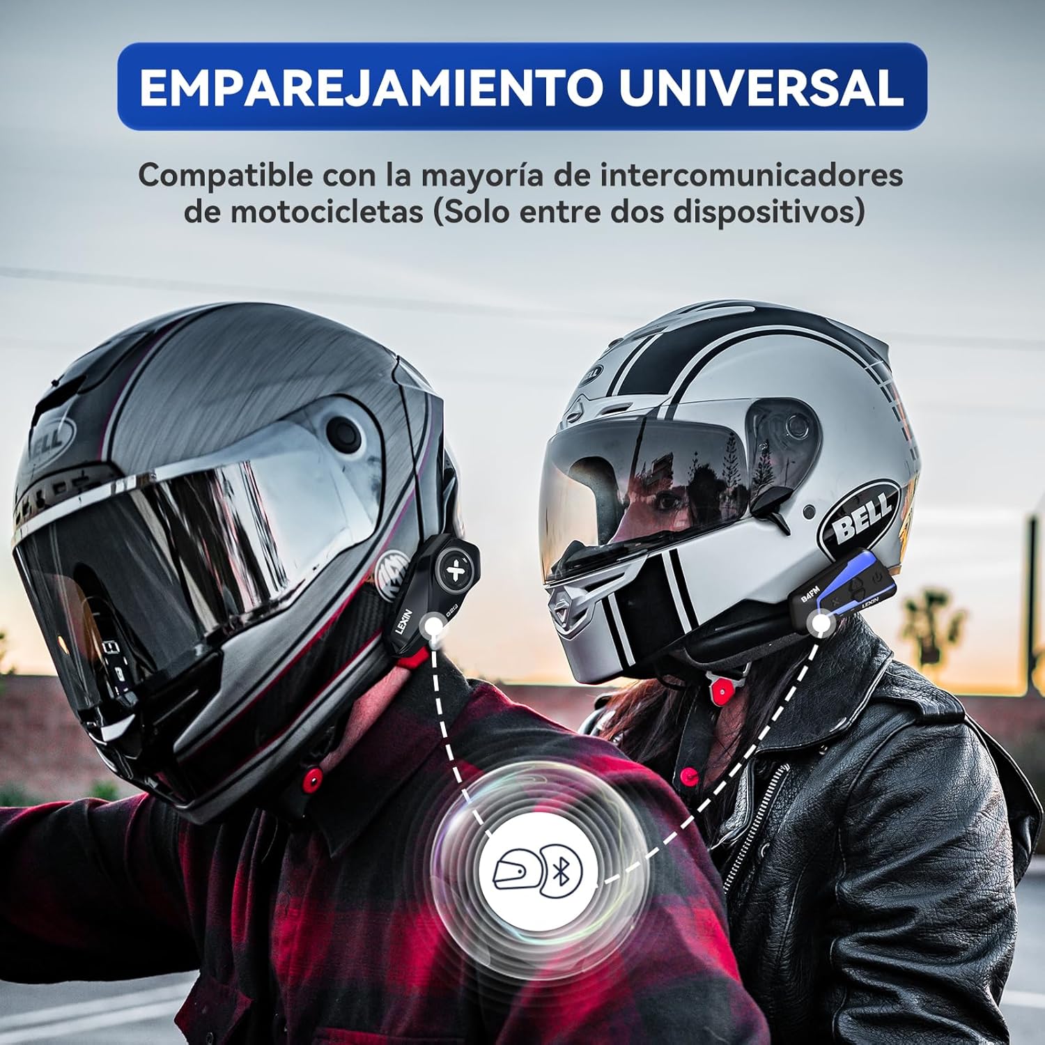 Imagen de LEXIN 2X G2P Intercomunicador Casco Moto Bluetooth con 4 Cubiertas Reemplazables, Sistema de Comunicación de 6 Vías para Motocicleta, Manos Libres para Motocicleta/ATV/Motonieve