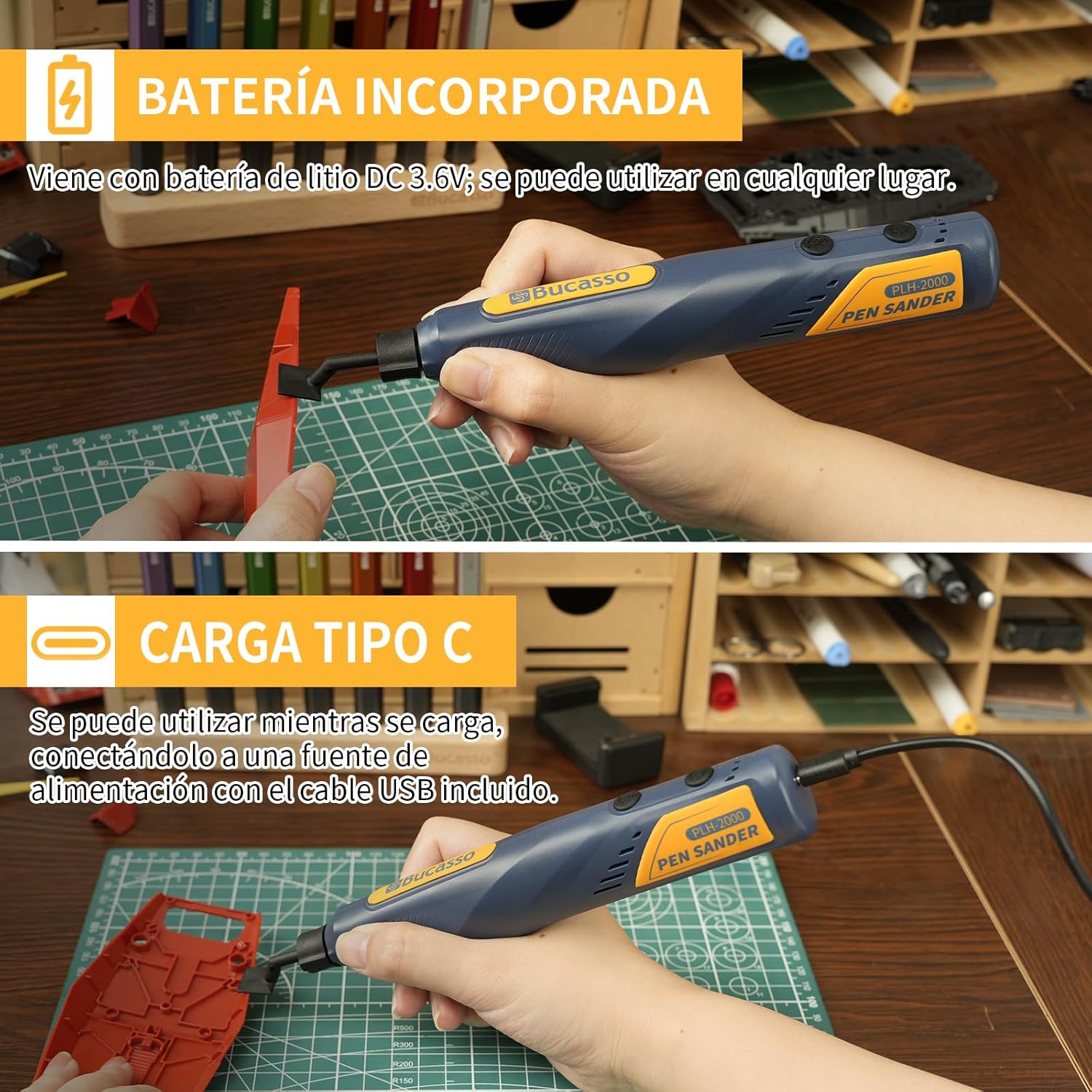 Imagen de Lijadora bolígrafo inalámbrica, 5 velocidades y carga USB con luz LED, herramienta eléctrica multiusos, mini lijadora eléctrica para lijado, pulido, acabado, manualidades de bricolaje