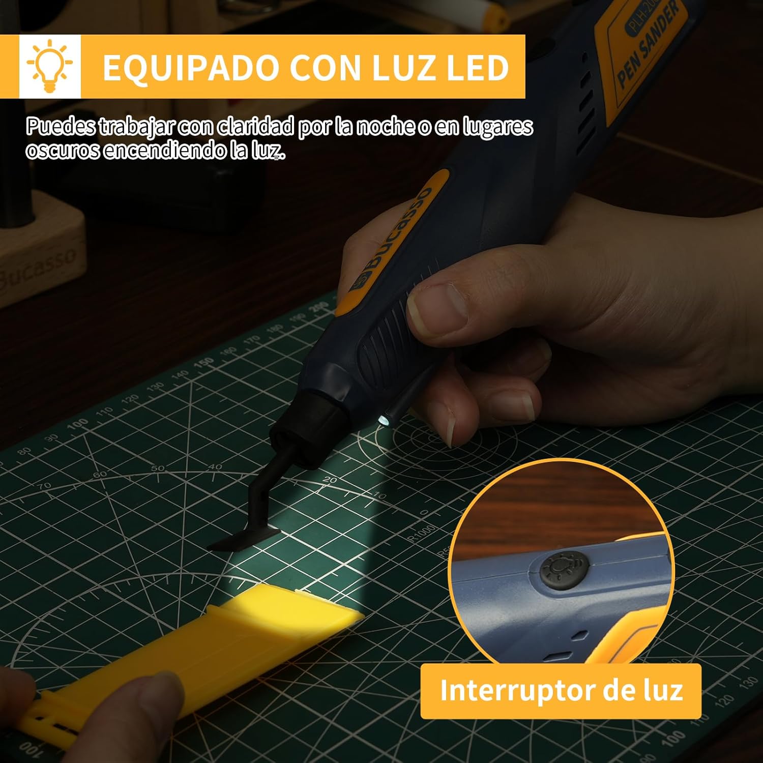 Imagen de Lijadora bolígrafo inalámbrica, 5 velocidades y carga USB con luz LED, herramienta eléctrica multiusos, mini lijadora eléctrica para lijado, pulido, acabado, manualidades de bricolaje
