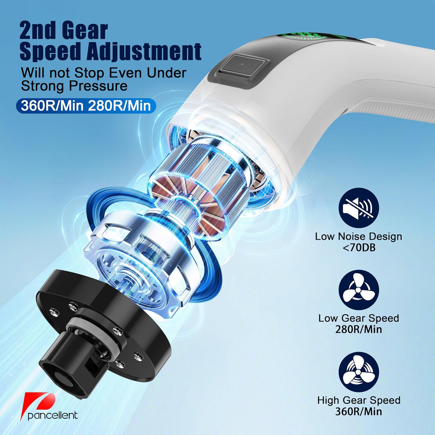 Imagen de Limpiador Giratorio eléctrico, Cepillo de Limpieza eléctrico 7 en 1, Limpieza Potente de 360 RPM, depurador de baño de 1.5 Horas de Doble Velocidad con Brazo de extensión para Cocina, Coche, Azulejos