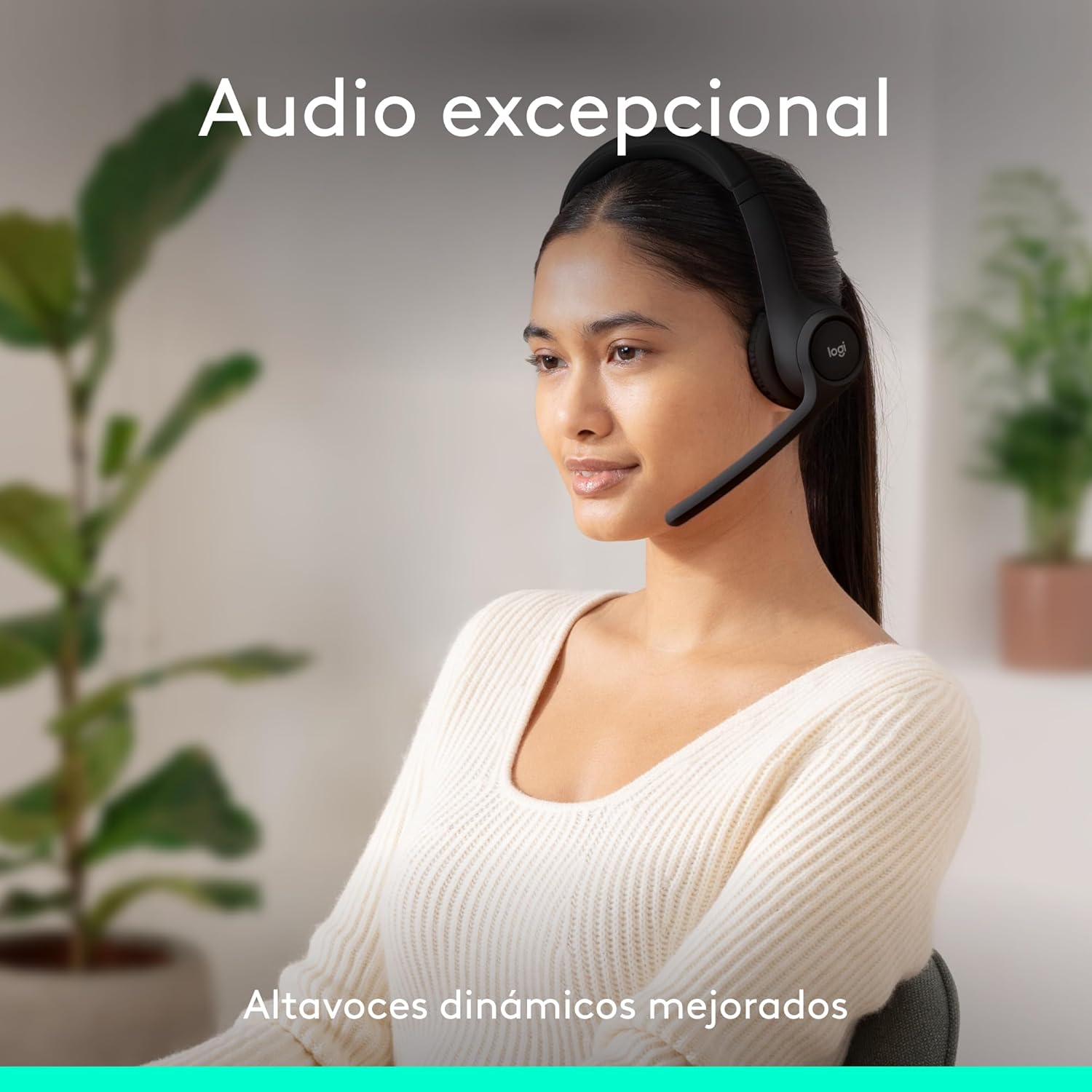 Imagen de Logitech Zone 300, Auriculares con micrófono Bluetooth inalámbricos con cancelación de Ruido, compatibles con Windows, Mac, Chrome, Linux, iOS, iPadOS, Android - Negro