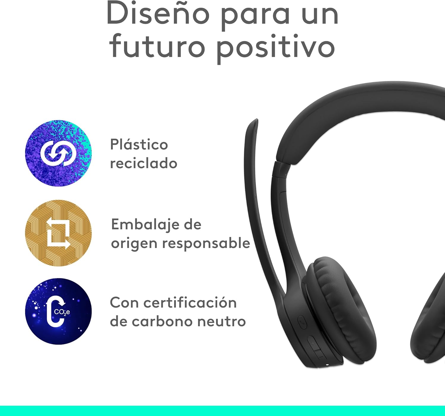 Imagen de Logitech Zone 300, Auriculares con micrófono Bluetooth inalámbricos con cancelación de Ruido, compatibles con Windows, Mac, Chrome, Linux, iOS, iPadOS, Android - Negro