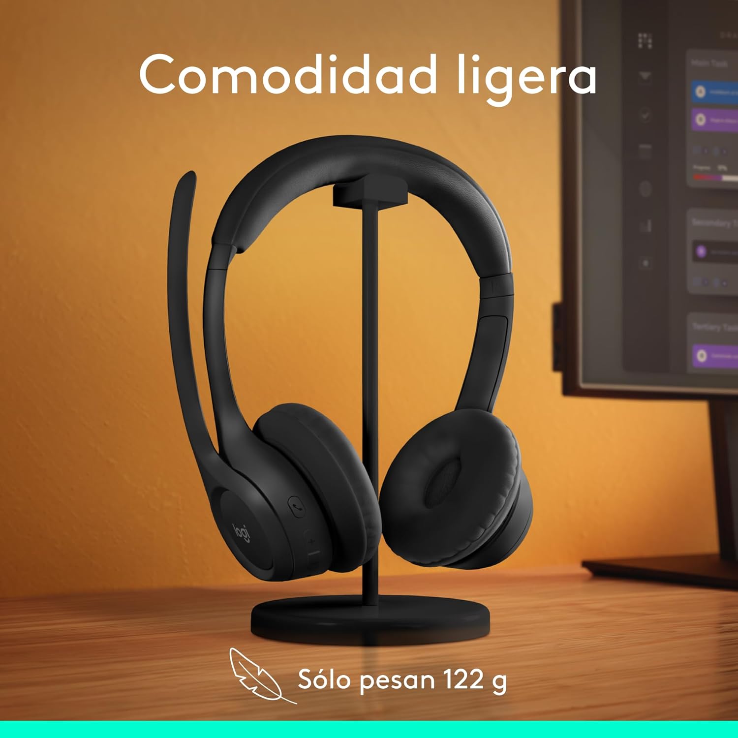 Imagen de Logitech Zone 300, Auriculares con micrófono Bluetooth inalámbricos con cancelación de Ruido, compatibles con Windows, Mac, Chrome, Linux, iOS, iPadOS, Android - Negro
