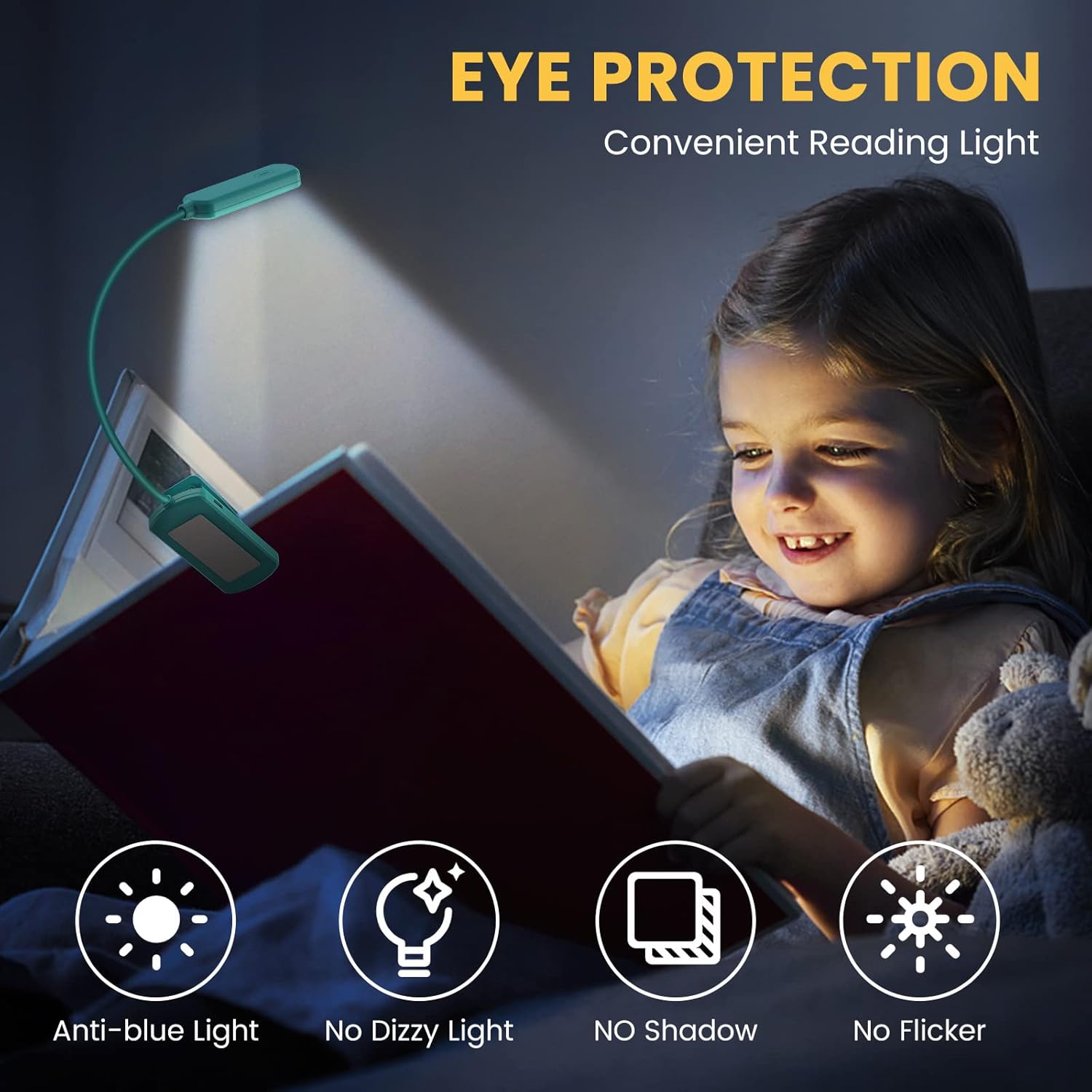 Imagen de Luz Lectura, TEAMPD Lampara de Lectura USB Recargable de 360° Flexible con 10 LEDS 3 Modos de Luz (Luz Cálido y Blanco) Luz de Lectura para Lectores Noche, E-Reader, Tablet, Estudio, Cama, Libro,Viaje