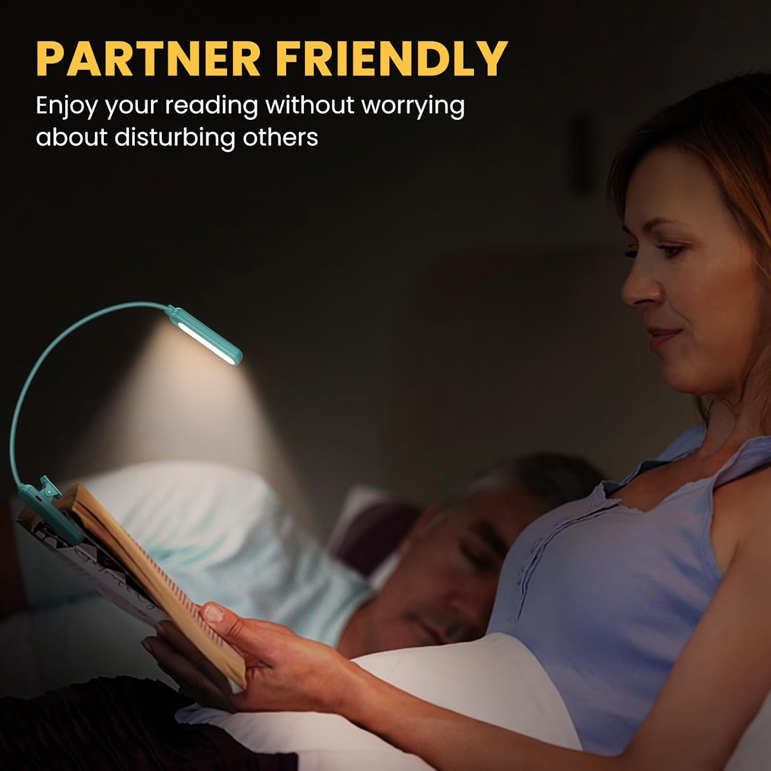 Imagen de Luz Lectura, TEAMPD Lampara de Lectura USB Recargable de 360° Flexible con 10 LEDS 3 Modos de Luz (Luz Cálido y Blanco) Luz de Lectura para Lectores Noche, E-Reader, Tablet, Estudio, Cama, Libro,Viaje