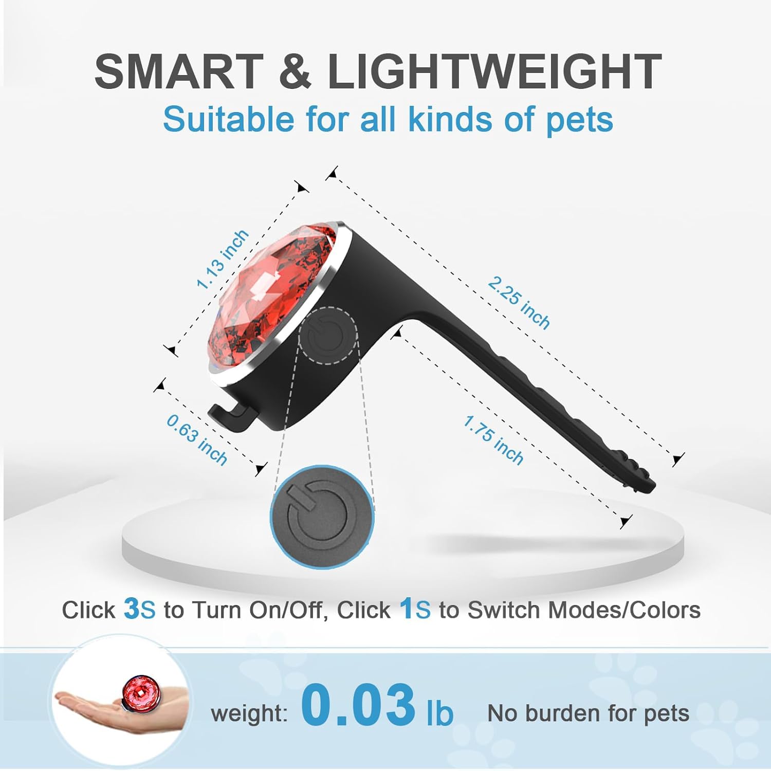 Imagen de LUZ PET: luz impermeable para perros, duradera y perfecta para paseos nocturnos, X.S.M.L, Plástico, Diamante