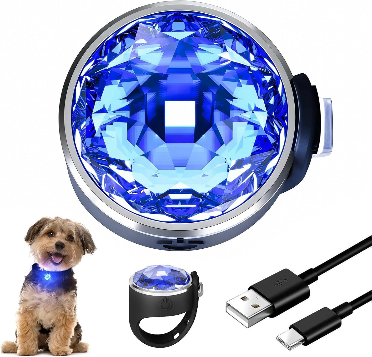 Imagen de LUZ PET: luz impermeable para perros, duradera y perfecta para paseos nocturnos, X.S.M.L, Plástico, Diamante