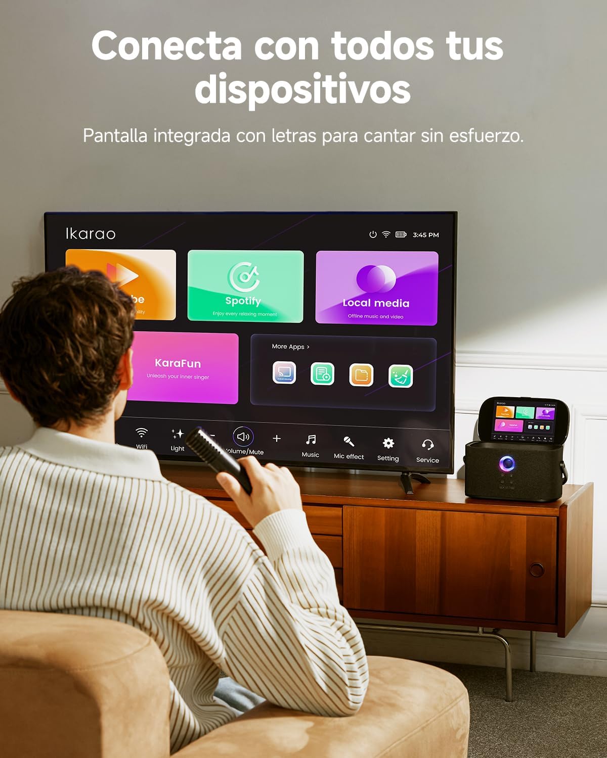 Imagen de Máquina de Karaoke para Adultos, Pantalla Integrada con Letras, 2 Micrófonos Inalámbricos de Autocarga, Aplicación de Karaoke, Altavoz 140W, Conexión a TV para Fiestas en Casa y Exteriores (Shell S2)