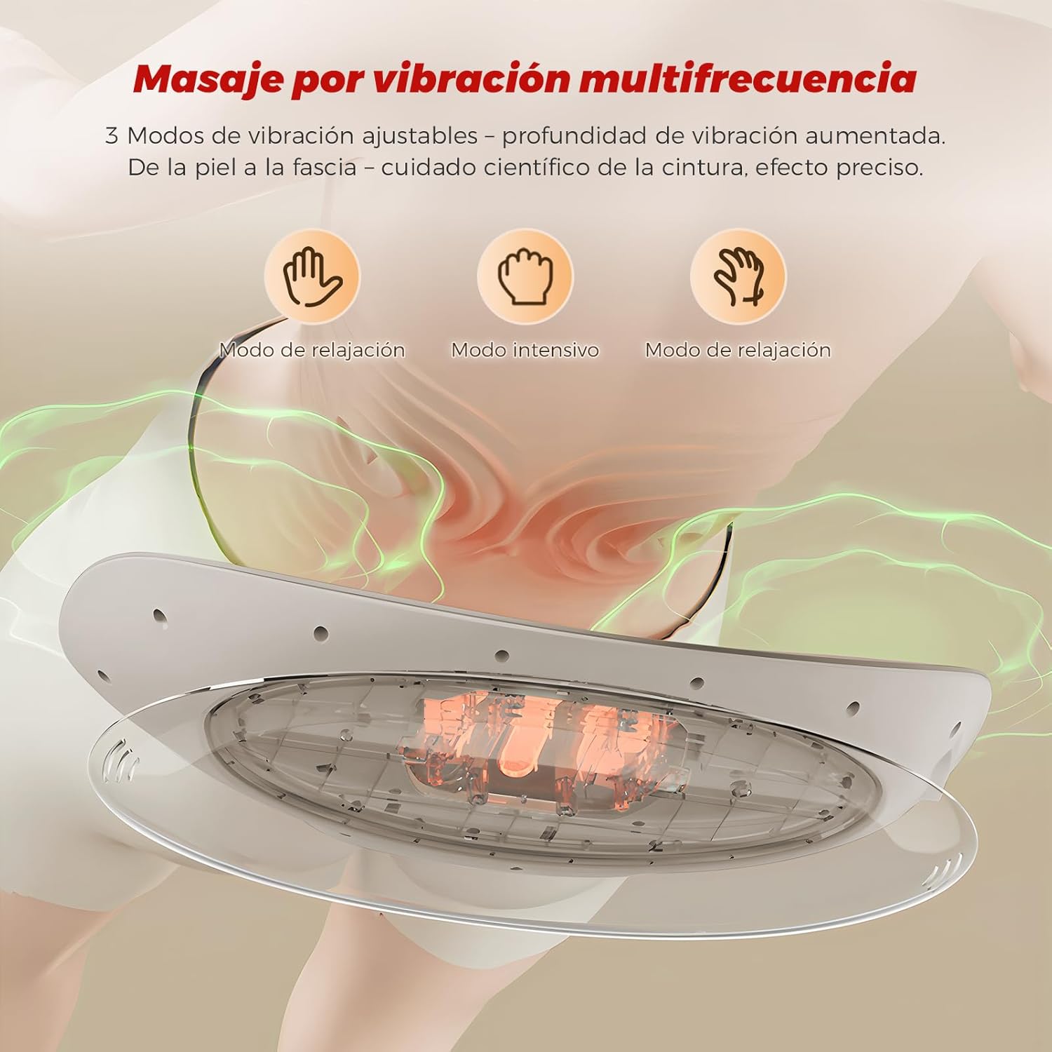 Imagen de Masajeador de tracción lumbar con calor, vibración, función de curvatura, masajeador de espalda con calor y pulso EMS, masajeador lumbar con vibración, cojín de aire y mando a distancia