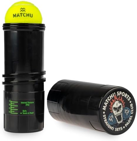 Imagen de MATCHU - Regulador de Presión para Pádel y Pelotas de Tenis - Soporte de Presión - Reparador de Presión - Presurizer de Bolas - Guardián de Presión - Ahorro de Presión - Extender la Vida Útil - Negro