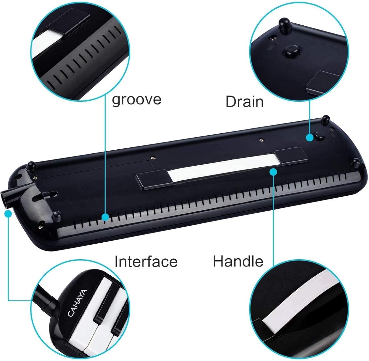 Imagen de Melódica CAHAYA, Piano de Viento con 32 Teclas, Incluye Tubo de Soplado, Boquilla y Bolsa de Transporte (Negro)