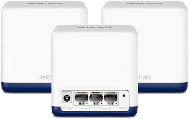 Imagen de Mercusys HALO H1900G - AC1900 Mesh Wi-Fi, Doble Banda, Cobertura hasta 550 m², 3× Gigabit Puerto por Unidad, MU-MIMO, Beamforming, Control Parental, Smart Connect, 3-Pack