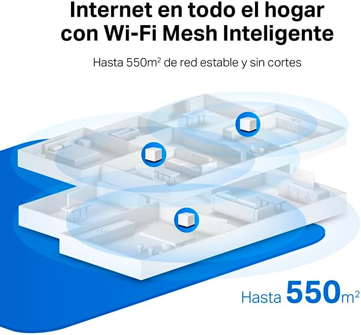 Imagen de Mercusys HALO H1900G - AC1900 Mesh Wi-Fi, Doble Banda, Cobertura hasta 550 m², 3× Gigabit Puerto por Unidad, MU-MIMO, Beamforming, Control Parental, Smart Connect, 3-Pack