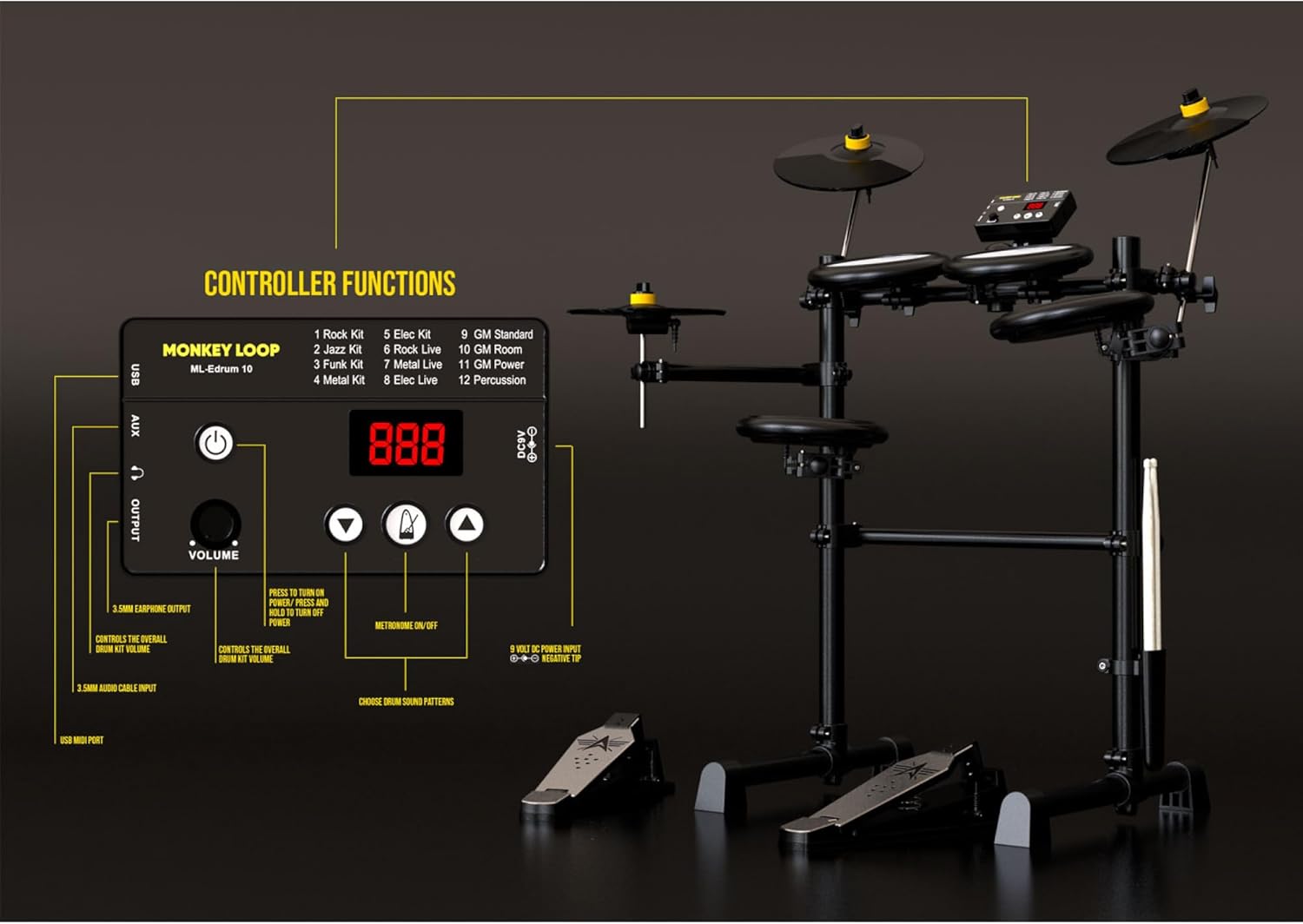 Imagen de MONKEY LOOP ML-Edrum 10 Kit de Bateria Electronica