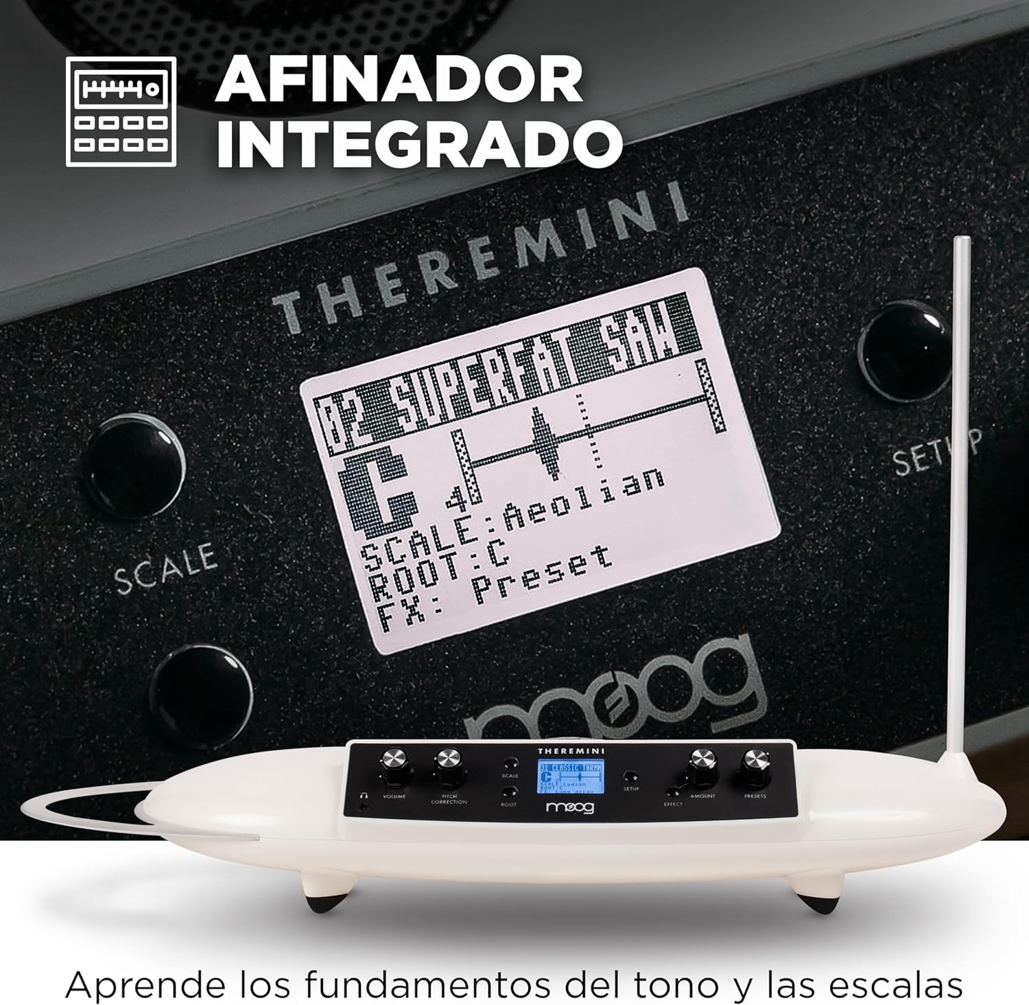 Imagen de MOOG Theremini - Theremin con corrección de tono, salida CV, afinador y altavoz, motor de sonido de sintetizador Animoog con 32 presets y pantalla LCD