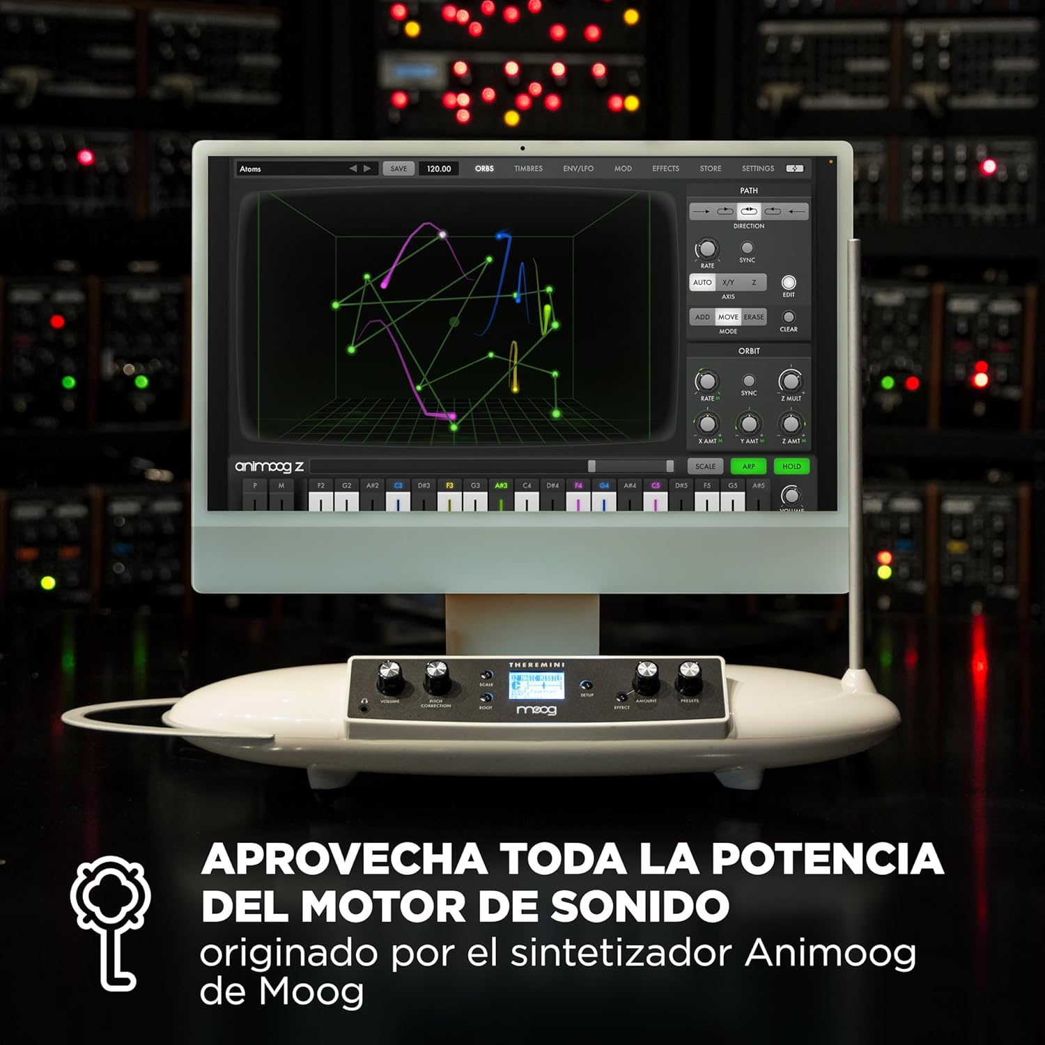 Imagen de MOOG Theremini - Theremin con corrección de tono, salida CV, afinador y altavoz, motor de sonido de sintetizador Animoog con 32 presets y pantalla LCD