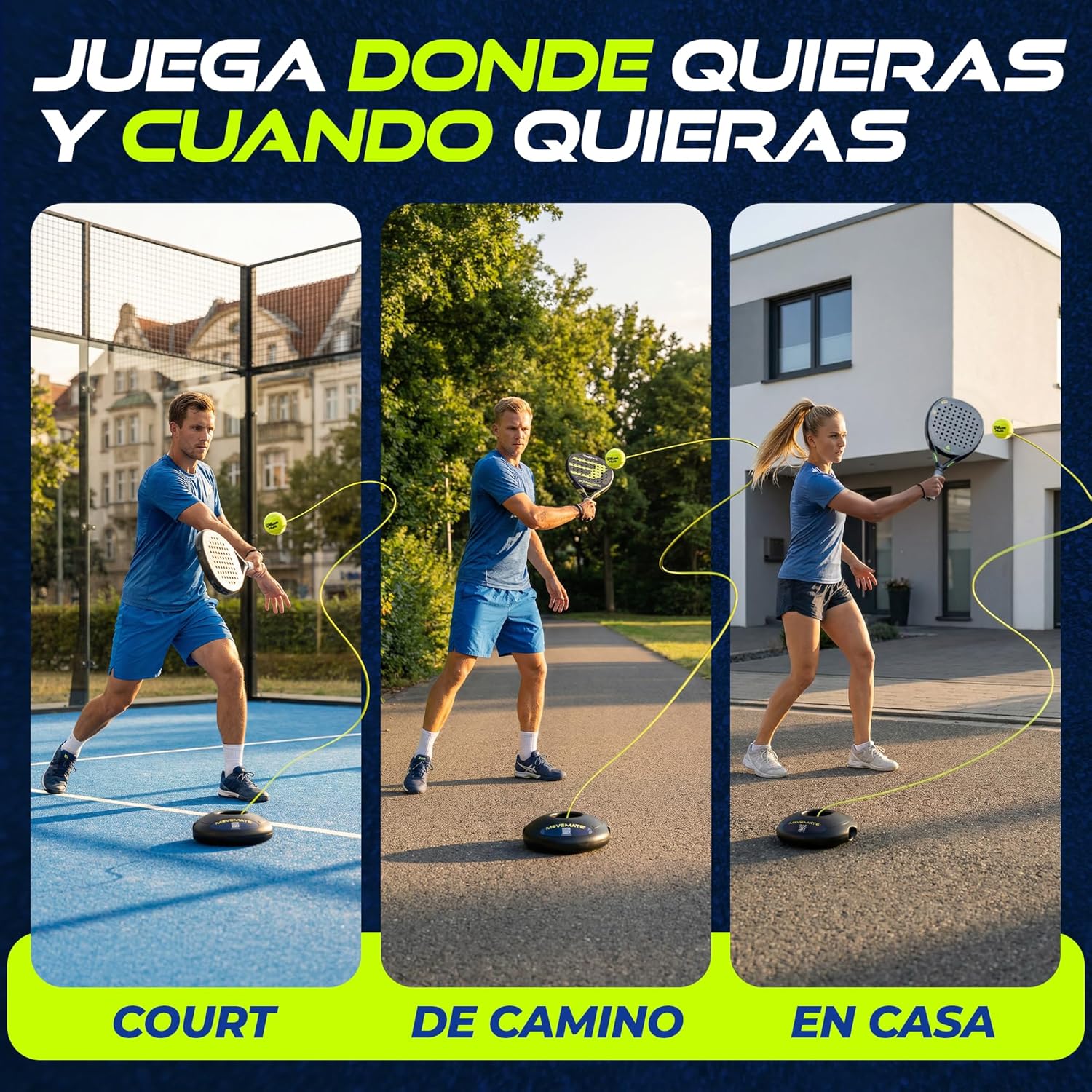 Imagen de MOVEMATE Dispositivo de Entrenamiento de Pádel/Tenis con Pelota Wilson® | Innovador Equipamiento Deportivo para Exteriores, en el Parque, en el jardín | con Bolsa de Transporte y vídeos de Ejercicios