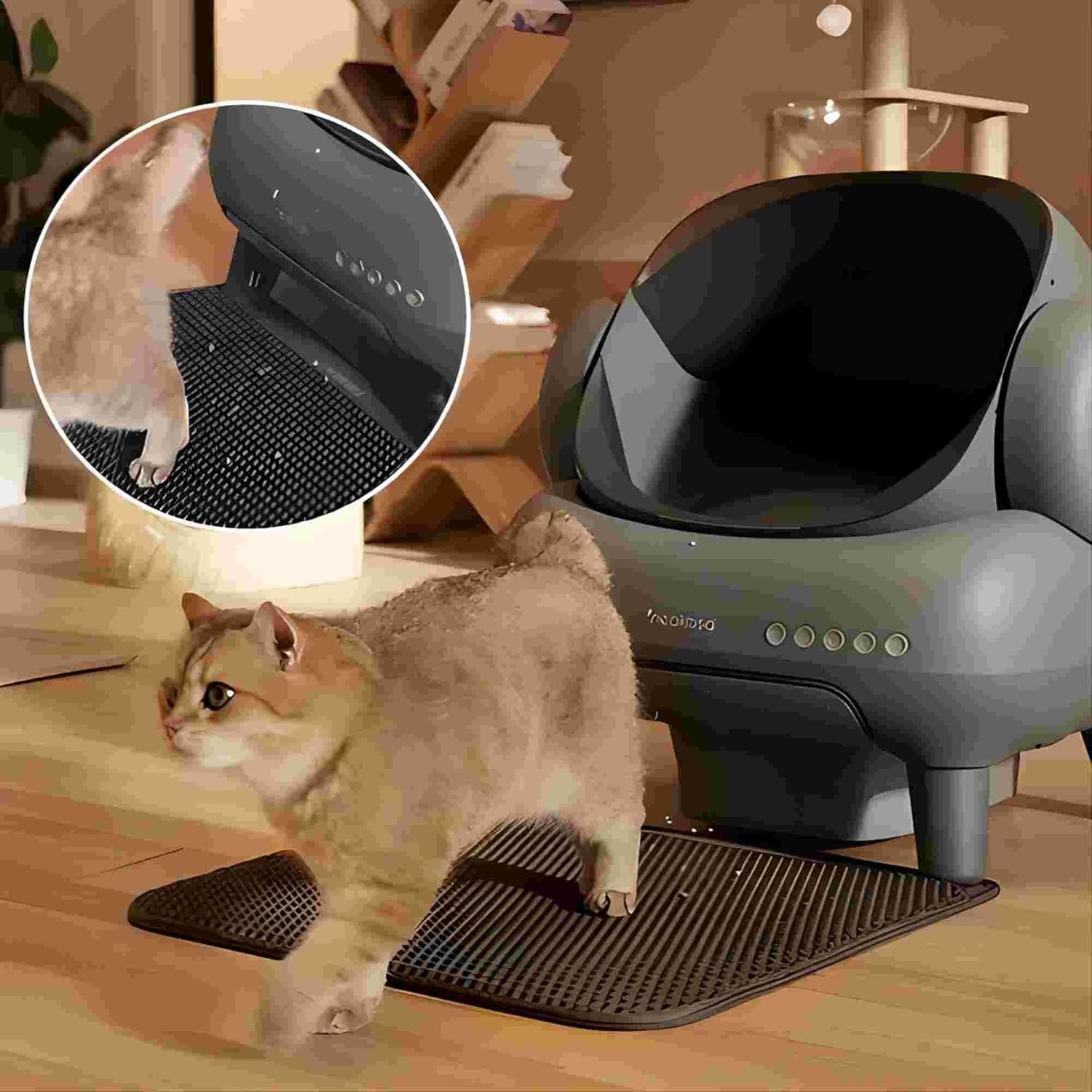 Imagen de Neakasa M1 Arenero Gatos autolimpiable con diseño Abierto, Capacidad XXL, Control por App, Seguro, Limpieza rápida, sin olores e higiénico, Adecuado para hogares con Varios Gatos, Gris