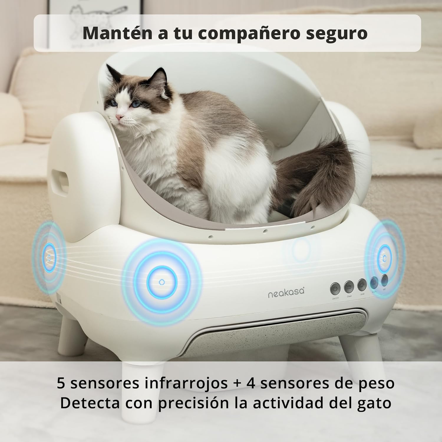 Imagen de Neakasa M1 Lite Arenero Gatos autolimpiable Abierto, Gran Capacidad con Control App, Doble protección, Segura y fiable, diseño sin olores Ideal para hogares con Varios Gatos y Viajes
