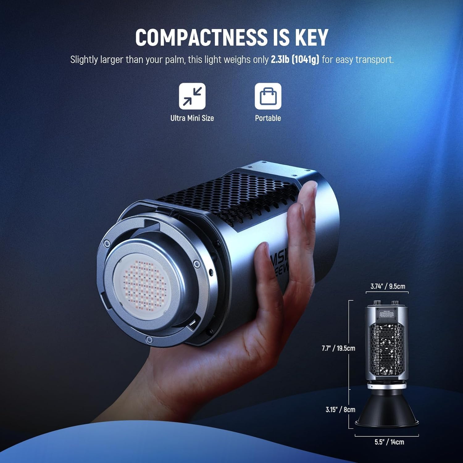 Imagen de NEEWER MS150C RGBWW Luz de Vídeo LED con 2,4G/App Control, 150W Metal Mini RGB COB Foco Lámpara Continua Bowens Mount 2700K-6500K 16600lux/1m CRI97+/TLCI98+ 17 Efectos para Estudio Fotográfico, RGBCW