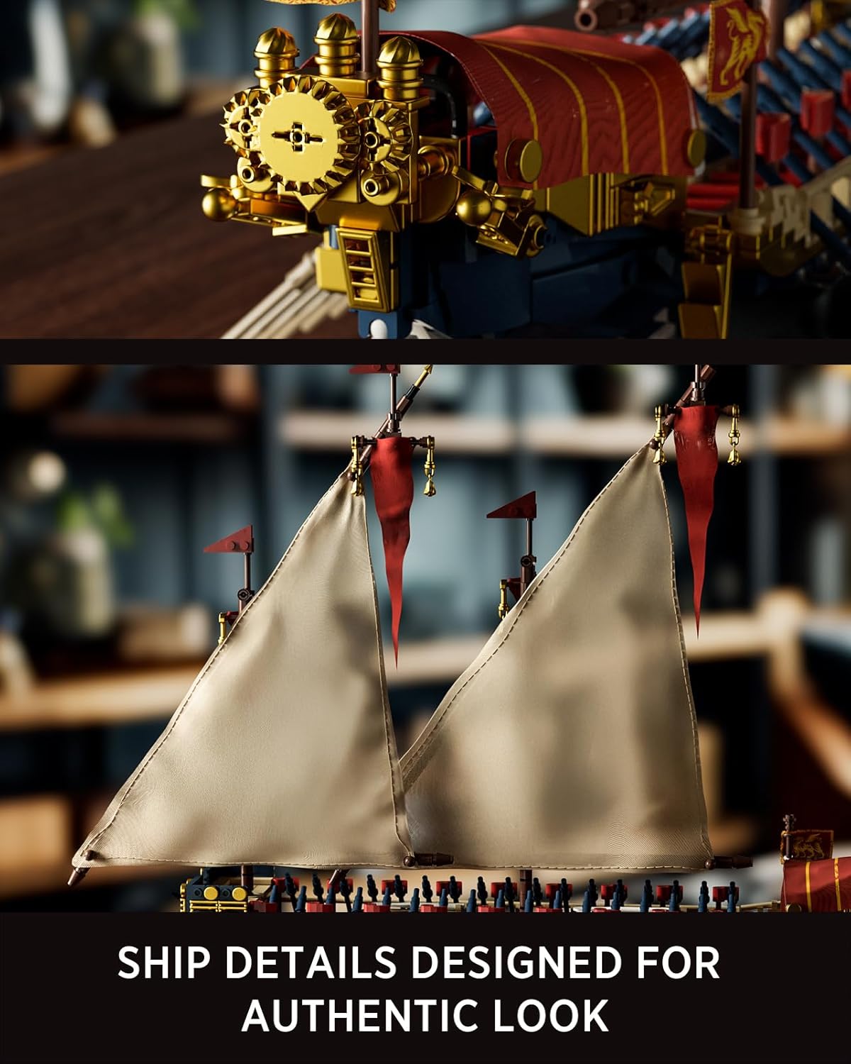 Imagen de Nifeliz Kit de Construcción de Barco Velero Galera para Adultos, Modelo de Nave Insignia Estilo Galeaza para Exhibición y Colección, Regalo para Entusiastas de los Barcos (1.536 Piezas, NF10338)