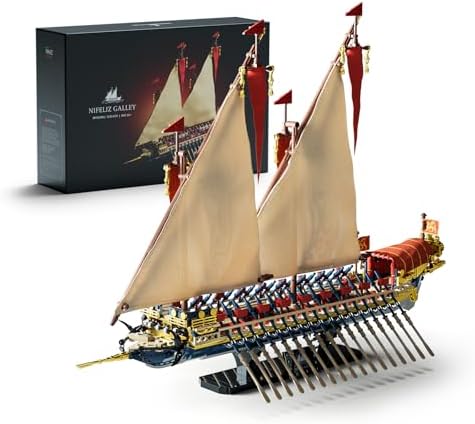 Imagen de Nifeliz Kit de Construcción de Barco Velero Galera para Adultos, Modelo de Nave Insignia Estilo Galeaza para Exhibición y Colección, Regalo para Entusiastas de los Barcos (1.536 Piezas, NF10338)