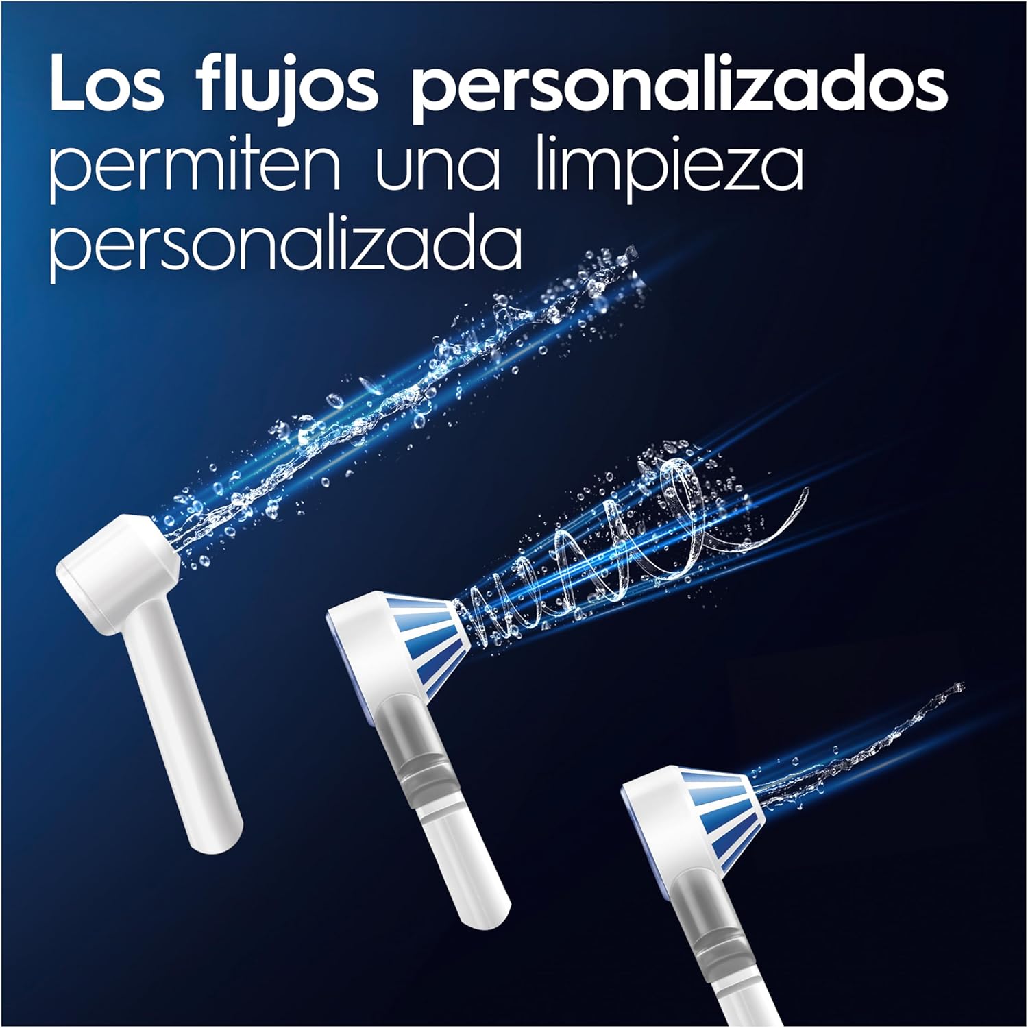 Imagen de Oral-B Centro de Salud Bucal con Irrigador Dental, Blanco/Azul - 1 Cabezal Oxyjet y 1 Cabezal Water Jet, Irrigador Bucal con 5 Modos de Presión de Agua, Regalos Orginales