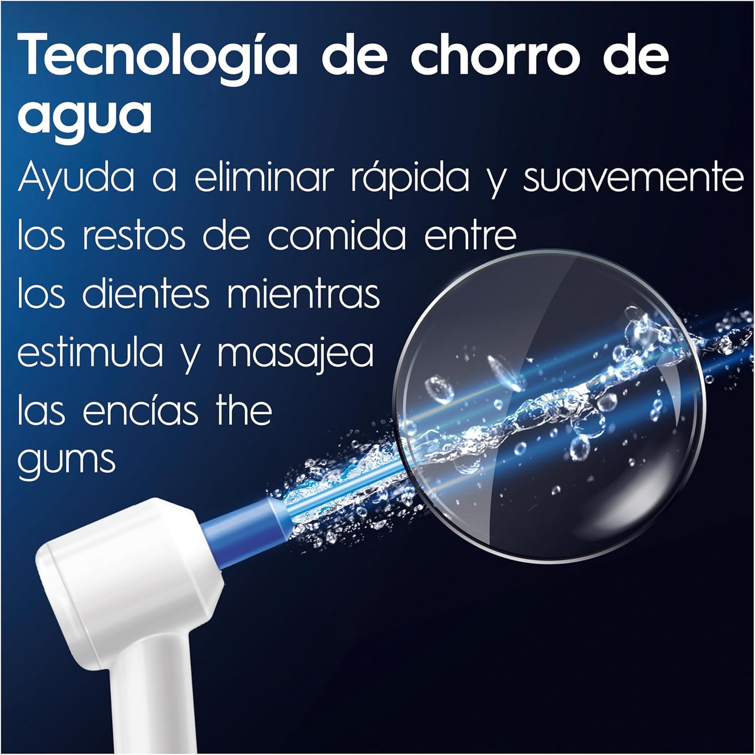 Imagen de Oral-B Centro de Salud Bucal con Irrigador Dental, Blanco/Azul - 1 Cabezal Oxyjet y 1 Cabezal Water Jet, Irrigador Bucal con 5 Modos de Presión de Agua, Regalos Orginales