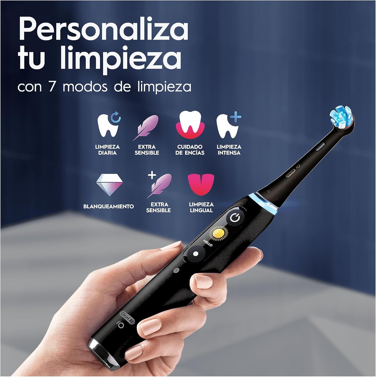 Imagen de Oral-B iO 9 Cepillo De Dientes Eléctrico Negro, 3 Cabezales, 1 Estuche Cargador De Viaje, 7 Modos De Cepillado, Sensor De Presión, Edición Especial, Diseñado Por Braun