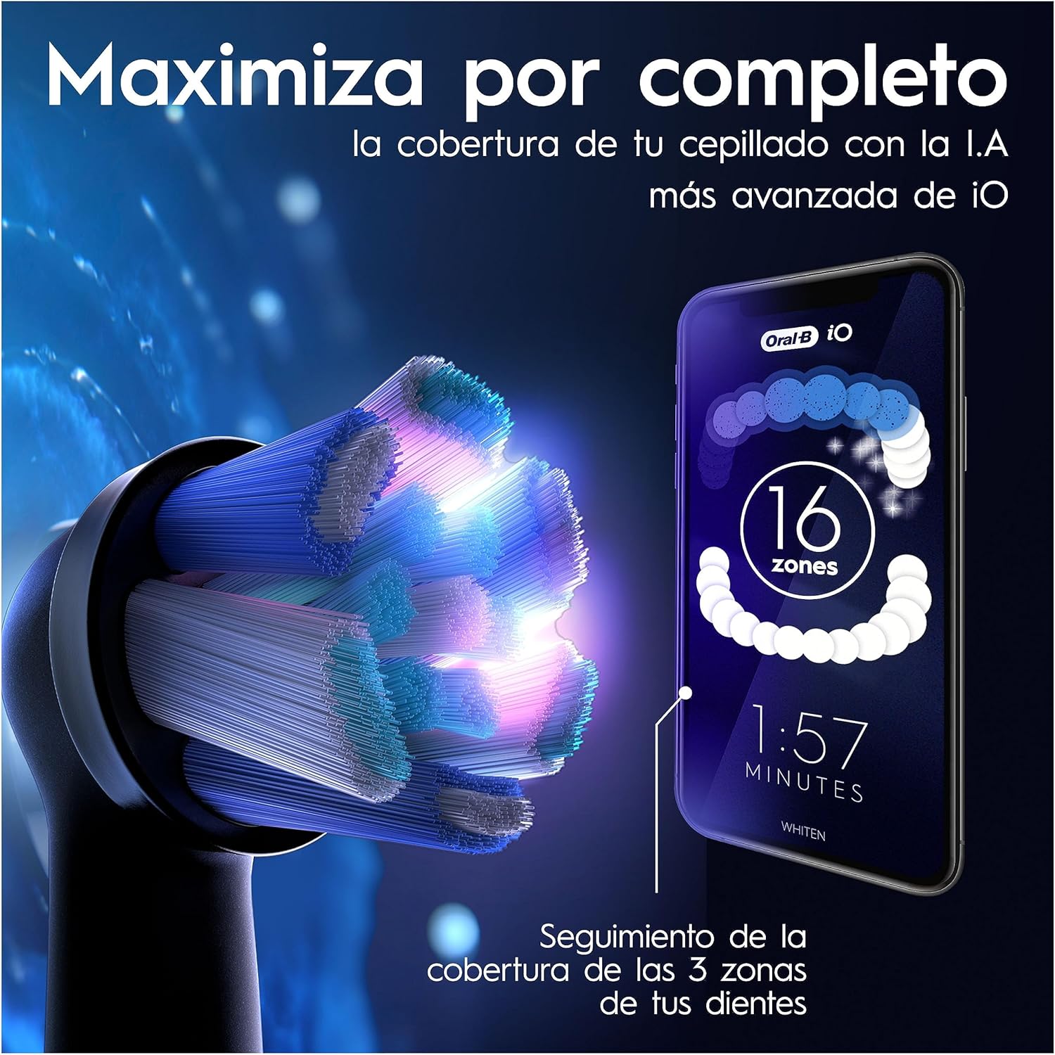 Imagen de Oral-B iO 9 Cepillo De Dientes Eléctrico Negro, 3 Cabezales, 1 Estuche Cargador De Viaje, 7 Modos De Cepillado, Sensor De Presión, Edición Especial, Diseñado Por Braun