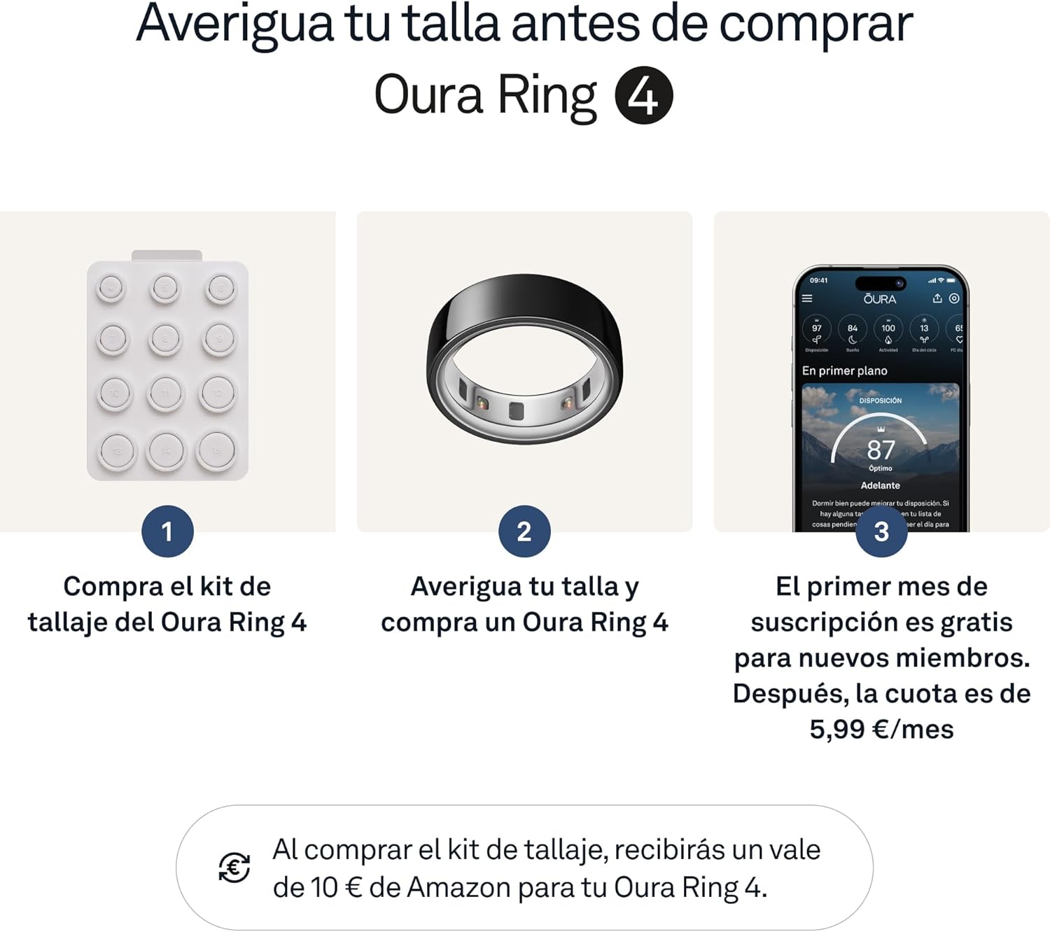 Imagen de OURA Ring 4 Anillo Inteligente - Black - Talla 10 | Averigua tu Talla con el Kit de Tallaje Ring 4 | Monitoriza el sueño, la FC, el estrés y más - hasta 8 días de autonomía
