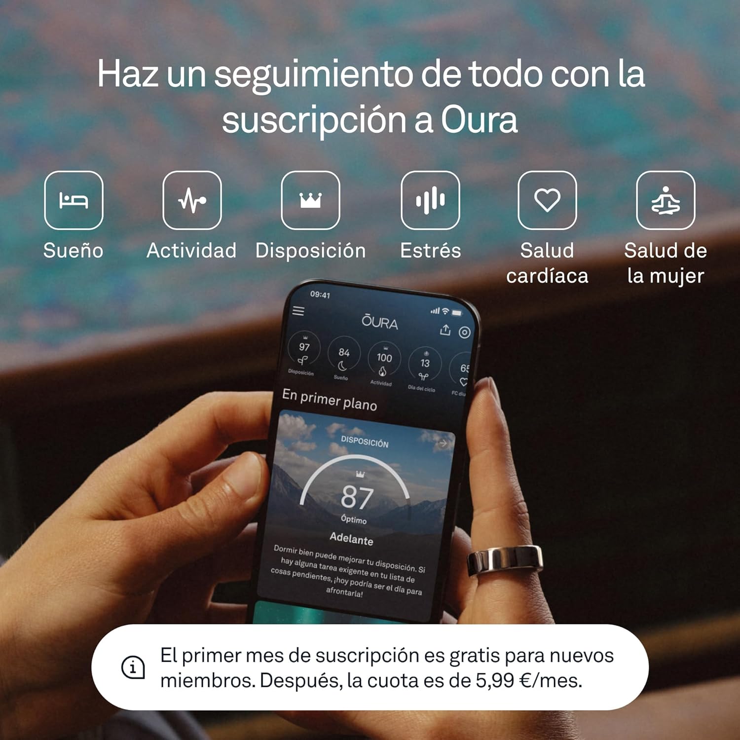 Imagen de OURA Ring 4 Anillo Inteligente - Black - Talla 10 | Averigua tu Talla con el Kit de Tallaje Ring 4 | Monitoriza el sueño, la FC, el estrés y más - hasta 8 días de autonomía