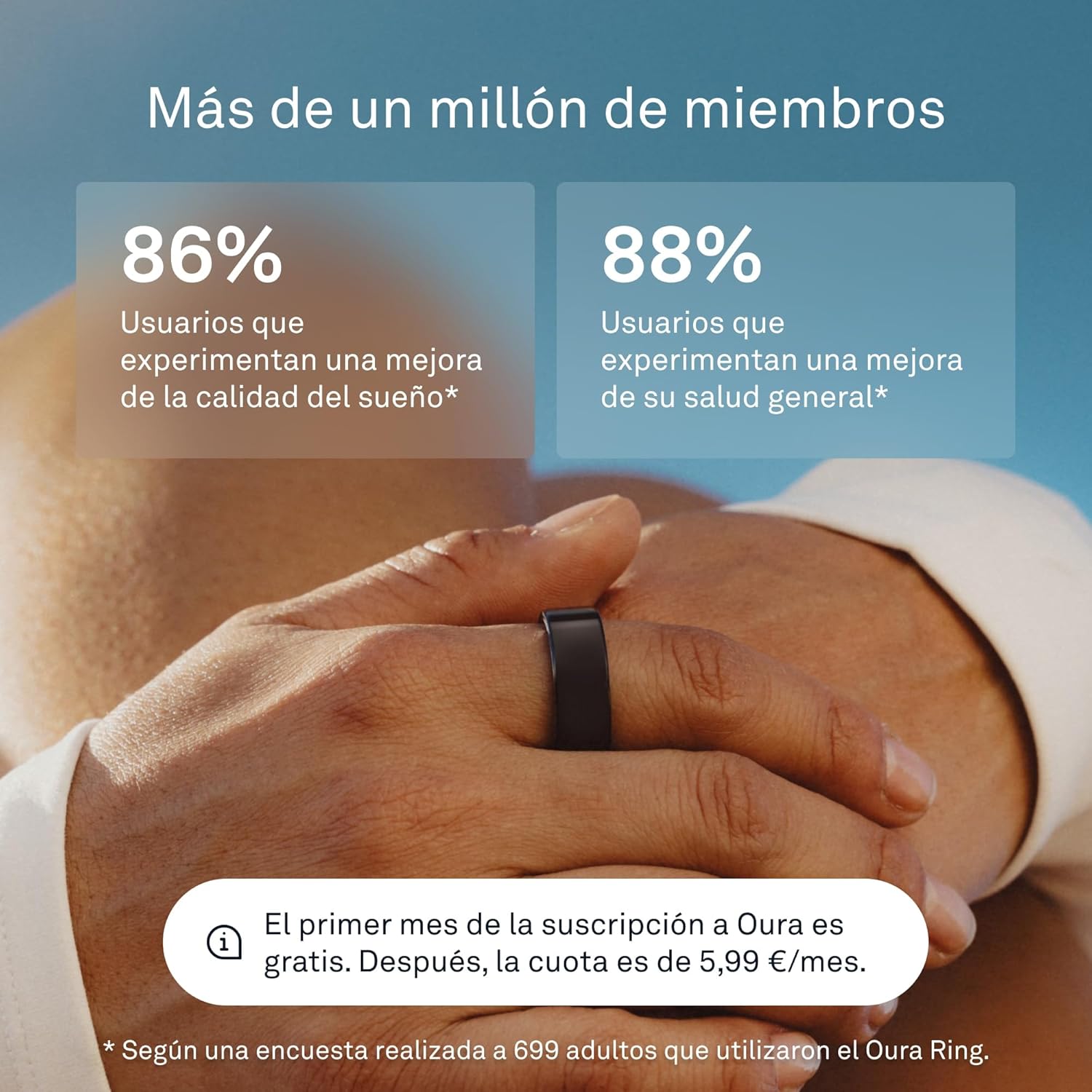 Imagen de OURA Ring 4 Anillo Inteligente - Black - Talla 10 | Averigua tu Talla con el Kit de Tallaje Ring 4 | Monitoriza el sueño, la FC, el estrés y más - hasta 8 días de autonomía