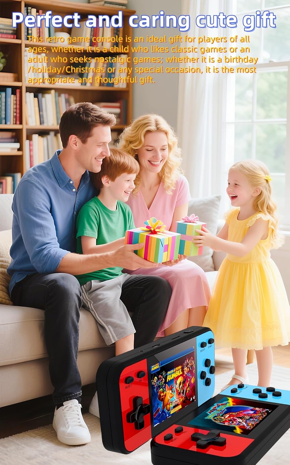 Imagen de Pantalla de 3.0" Colorida Consola de Juegos Retro 240 Videojuegos Salida AV Juego Electrónico Portátil para Estudiantes Juguete Portátil para Niños/Cumpleaños