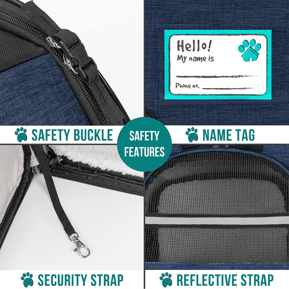 Imagen de PetAmi Mochila transportadora para Perros y Gatos, Mochila expandible para Viajes y Senderismo, Mochila de Transporte para Perros pequeños y medianos, Mochila de Transporte para Gatos Grandes,