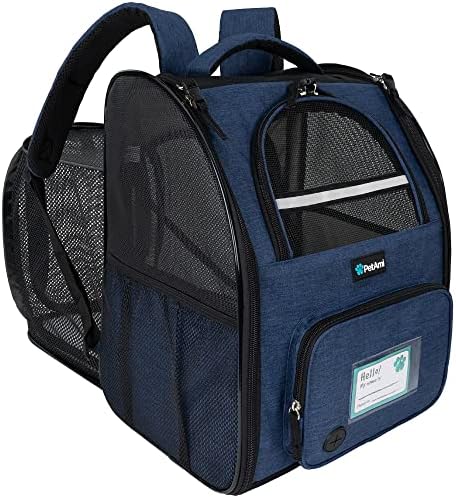 Imagen de PetAmi Mochila transportadora para Perros y Gatos, Mochila expandible para Viajes y Senderismo, Mochila de Transporte para Perros pequeños y medianos, Mochila de Transporte para Gatos Grandes,