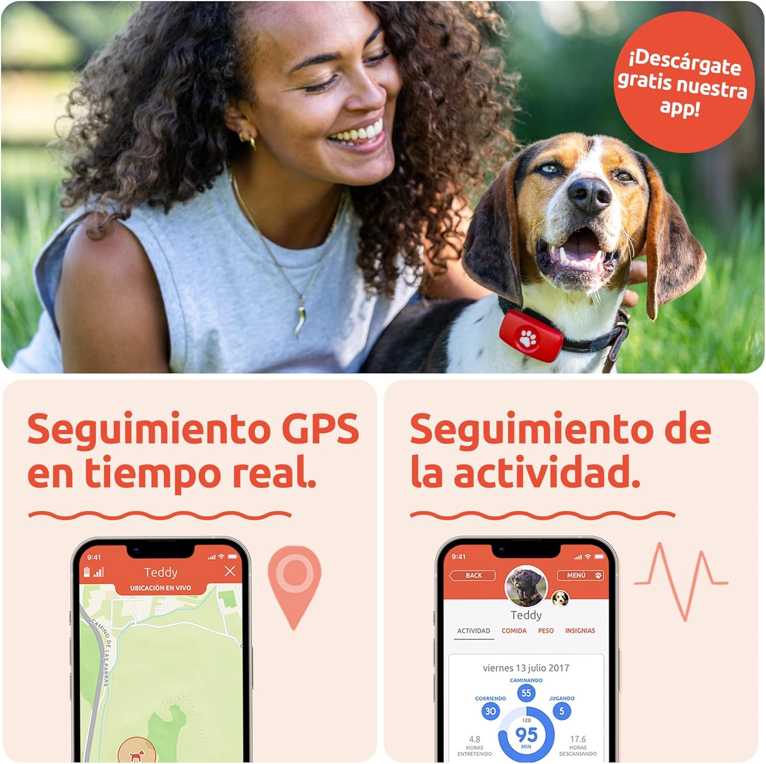 Imagen de PitPat Localizador GPS Perros - Sin Suscripción - Rastreador De Actividad Inteligente, Rastreo Vía Satélite con Alcance Ilimitado - Rastreador De Mascotas 100% Impermeable (Negro)
