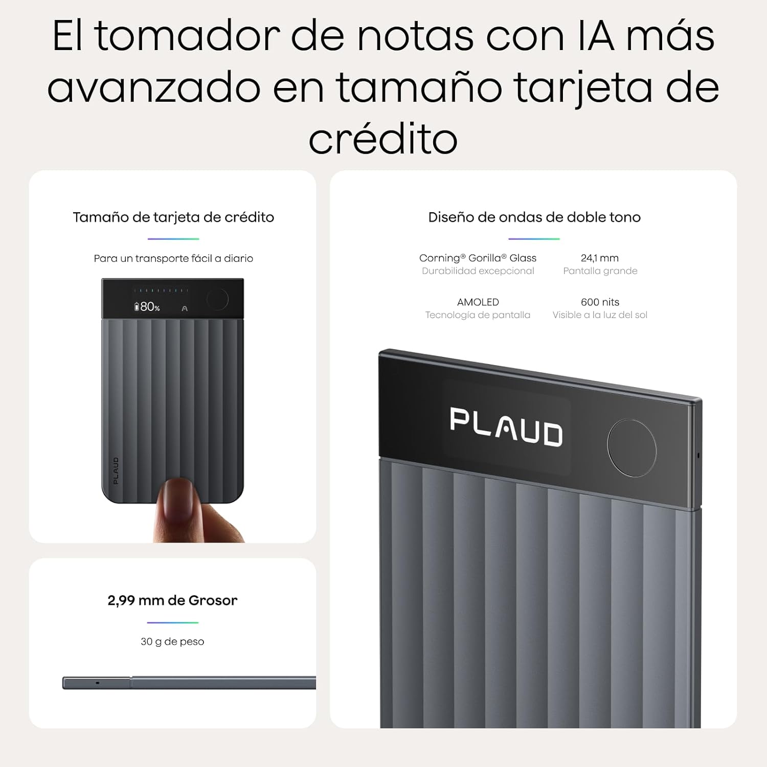 Imagen de Plaud Note Pro Grabadora de Voz AI con Funda Transcripción IA Resúmenes Multidimensionales Grabación Dual Inteligente hasta 50 Horas Reuniones Llamadas Entrevistas Charlas Clases